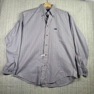 Faconnable Shirt Mens‎ Medium Brown Blue Plaid Button Down Long Sleeve Classic